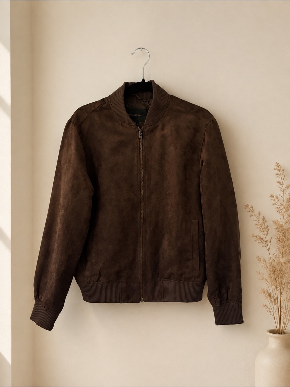 Banana Republic Men’s Brown Vegan Suede Bomber Jacket S